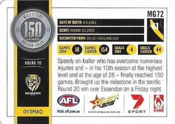 2015 Select AFL Champions - Milestone Game Foils #MG72 Nathan Foley Back